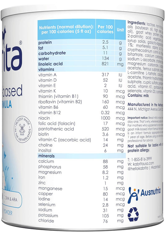 Kabrita Goat Milk-Based Infant Formula – 14oz – Pack of 12 – Natural, Gentle Baby Formula – European, Non-GMO – Ages 0-12 Months
