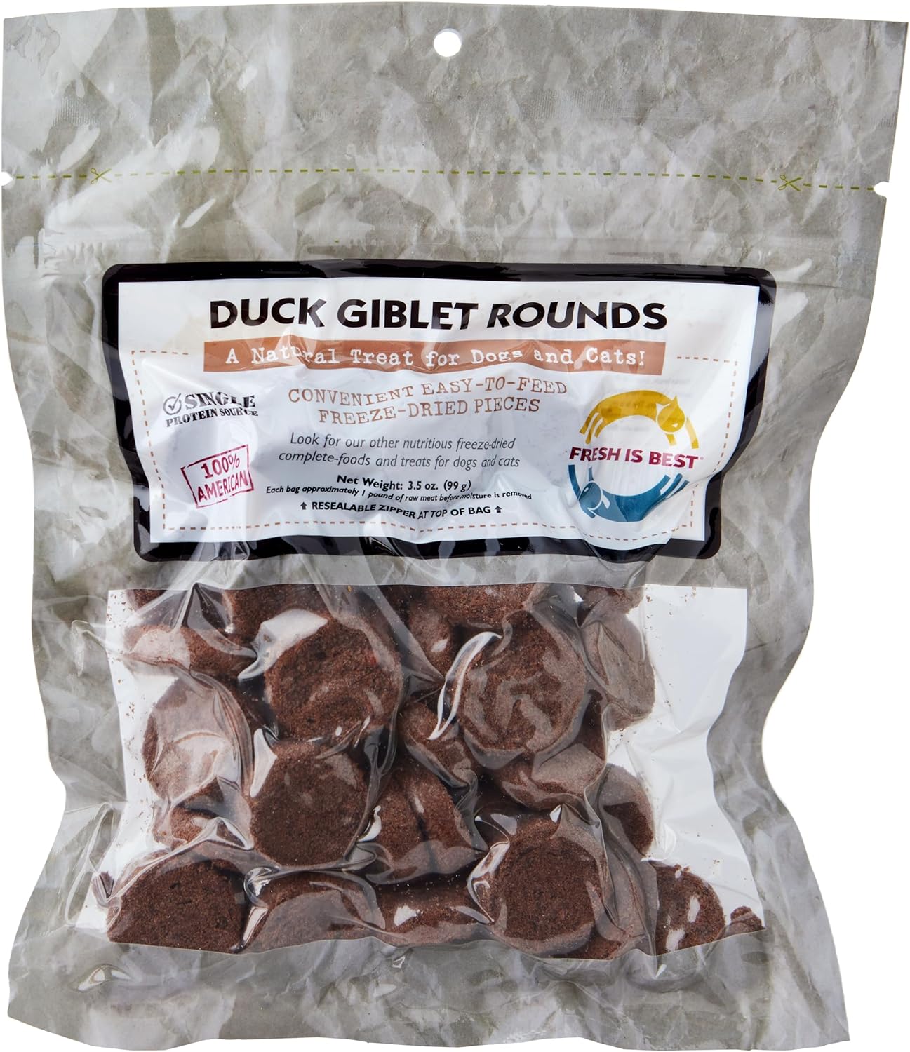 Fresh Is Best - Freeze Dried Healthy Raw Meat Treats for Dogs & Cats - Duck Giblets