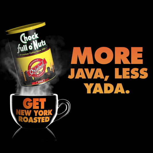 Chock Full O’ Nuts Heavenly Half Caffeine Ground Coffee, Medium Roast – Arabica Coffee Beans, Full-Bodied, Bold Flavor Medium Blend with About Half the Caffeine of Original Roast