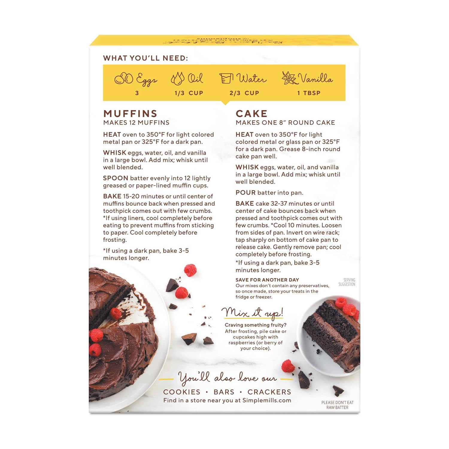 Simple Mills Almond Flour Baking Mix, Chocolate Muffin & Cake Mix - Gluten Free, Plant Based, Paleo Friendly, 11.2 Ounce (Pack of 6) : Grocery & Gourmet Food