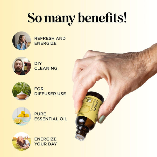Pure Aromatherapy Lemon Essential Oil - Refreshing Lemon Oil Essential Oil For Hair Skin And Nails Plus Aromatherapy Essential Oil For Diffusers For Home And Travel - Cleansing Citrus Essential Oil