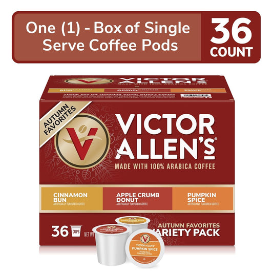 Victor Allen'S Coffee Autumn Favorites Variety Pack, Medium Roast, 36 Count, Single Serve Coffee Pods For Keurig K-Cup Brewers