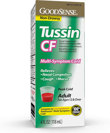 Good Sense Tussin Cough & Cold, Flavor, Red Wild Cherry, 4 Fl Oz