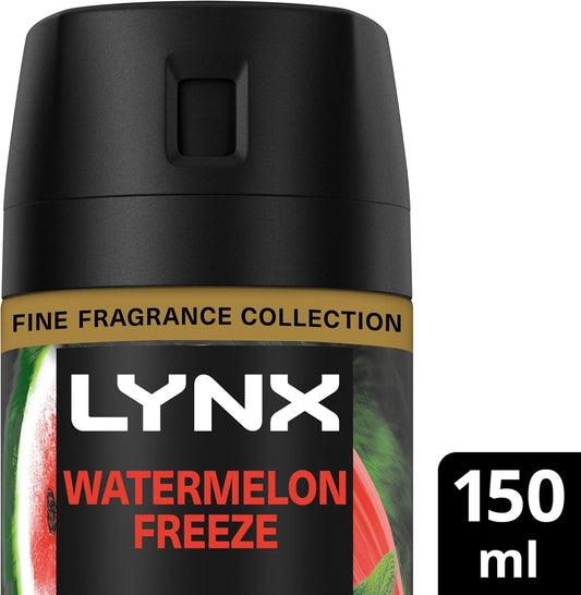 Lynx Fine Fragrance Collection Watermelon Freeze Premium Body Spray Men'S Deodorant Infused With A Watermelon, Key Lime & Sage Scent For 72 Hours Of Freshness 150 Ml (Pack Of 2)