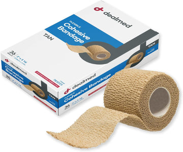 Dealmed Cohesive Bandage Wrap 2" X 5 Yards Breathable Self Adherent Tan (Box Of 36)