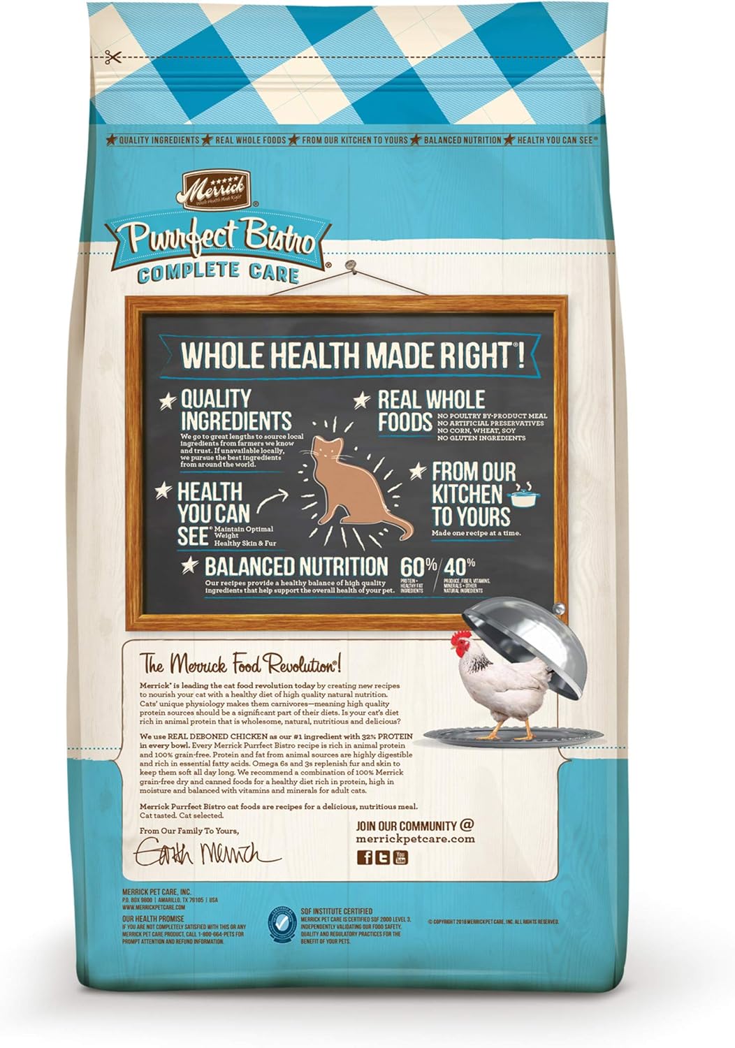 Merrick Purrfect Bistro Grain Free Natural Dry Cat Food For Adult Cats, Complete Care Weight Control Recipe - 7 lb. Bag : Pet Supplies
