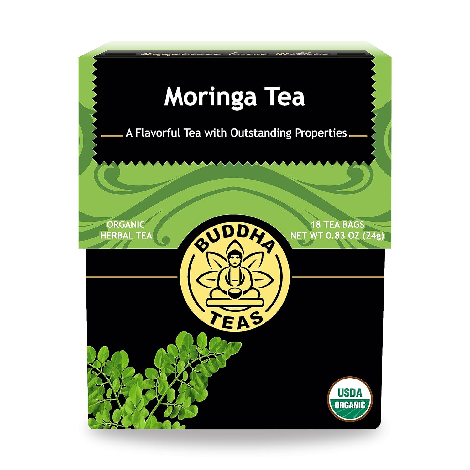 Buddha Teas Organic Moringa Tea - Ou Kosher, Usda Organic, Ccof Organic, 18 Bleach-Free Tea Bags