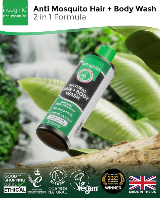 Incognito Java Citronella Hair Body Wash 200Ml - Insect And Mosquito Repellent - Nourishes And Promotes Healthy Strong Hair And Skin - Reduces Dandruff Head Lice - Suitable For Both Men And Women