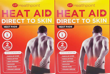 Healthpoint Heat Aid Direct To Skin Heat Pads For Aches, Pain, Stiffness, Backache, Period Pains. Strains & Sprains Twin Pack