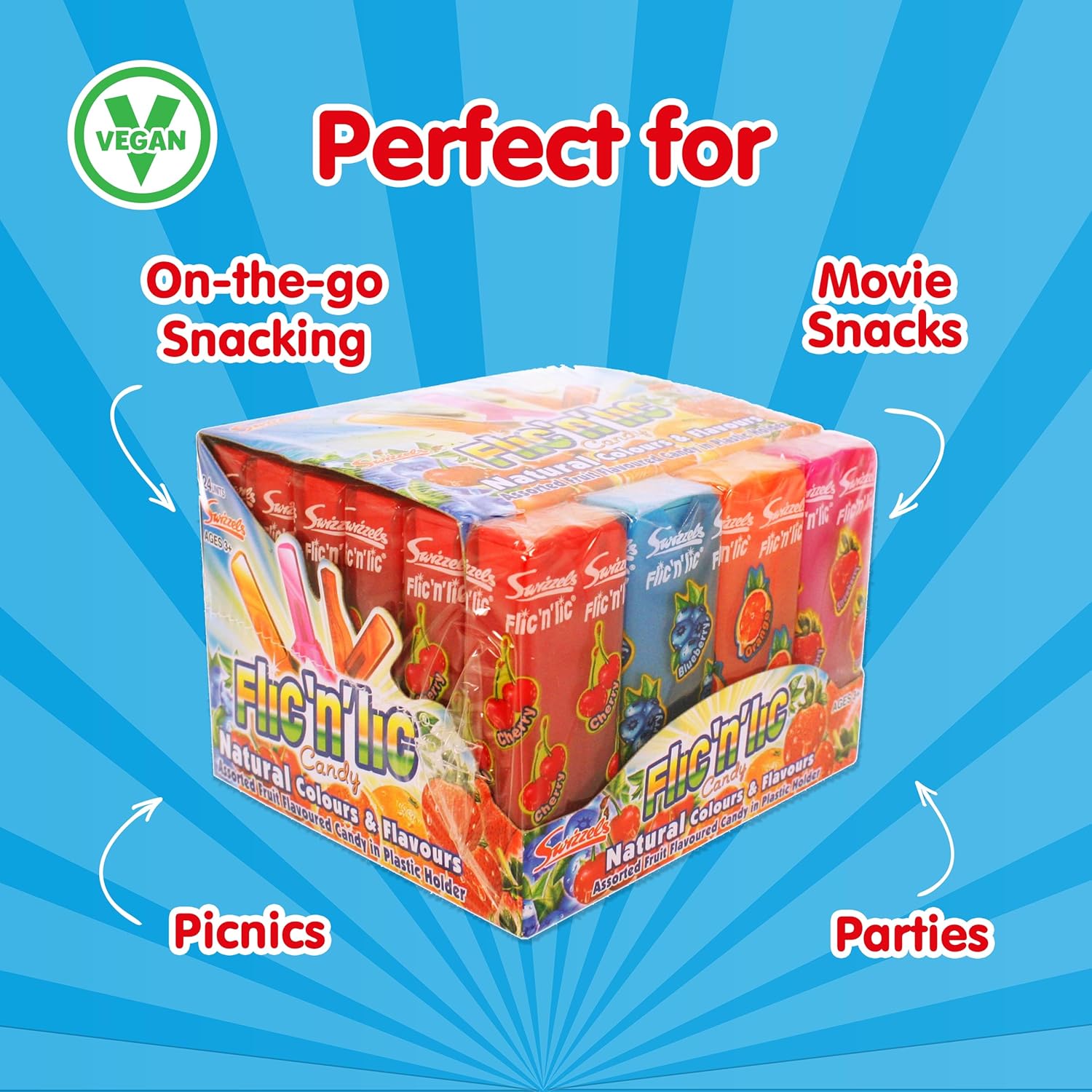 Swizzels Matlow Flic 'n' Lic 24 Pack, Bulk Buy Lollipops for Parties & Events : Amazon.co.uk: Grocery