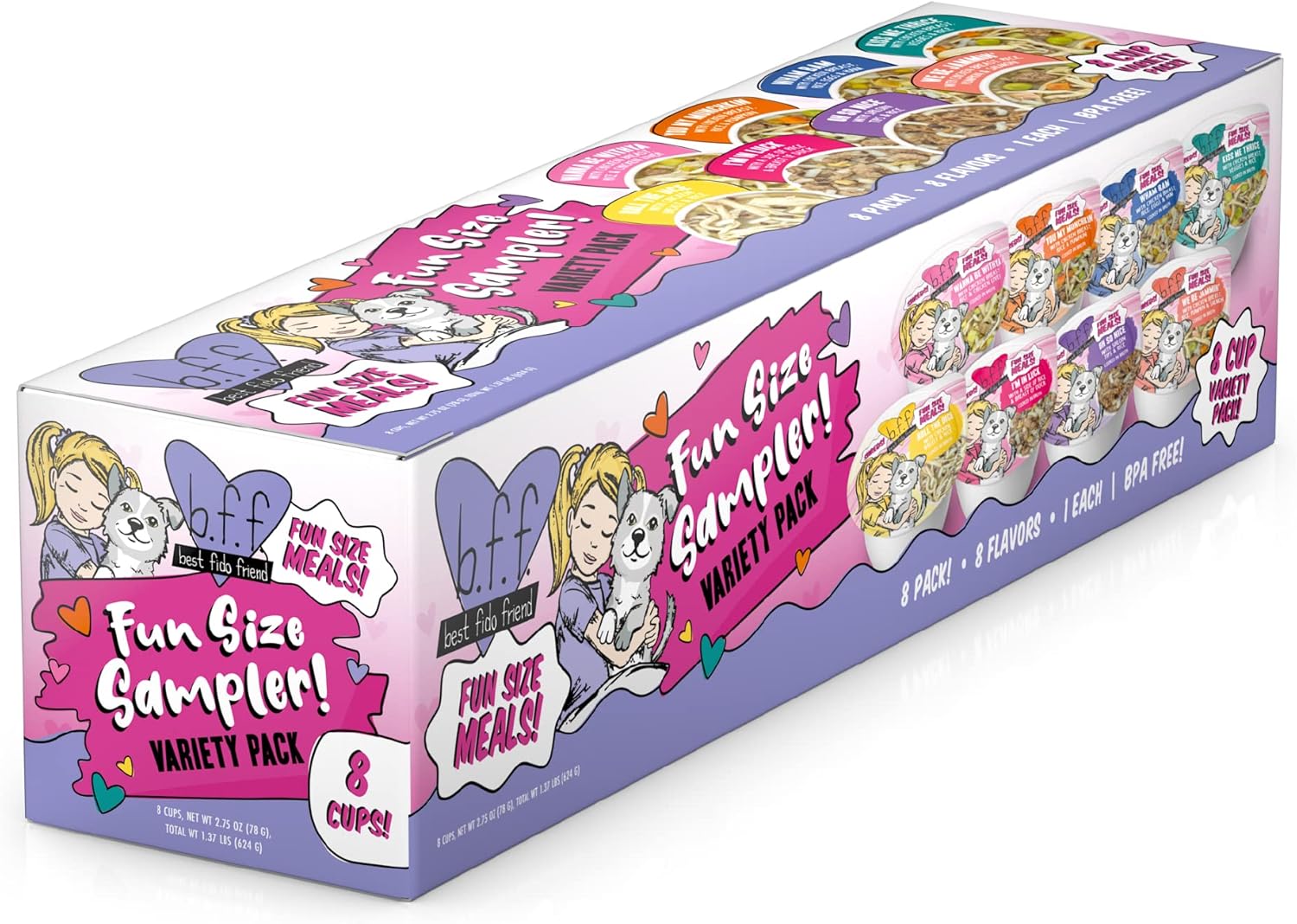 B.F.F. Best Fido Friend Fun Size Meal Variety Pack, Natural Wet Dog Food Cups By Weruva