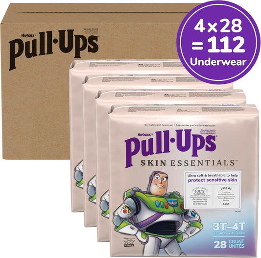 Pull-Ups Boys' Skin Essentials Potty Training Pants, Training Underwear, 3T-4T (32-40 Lbs), 112 Ct (4 Packs Of 28)