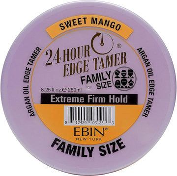 Ebin New York 24 Hour Edge Tamer Refresh – Extreme Firm Hold, 8.25 Oz, Sweet Mango – No Flaking, No White Residue, Shine And Smooth With Argan Oil & Castor Oil