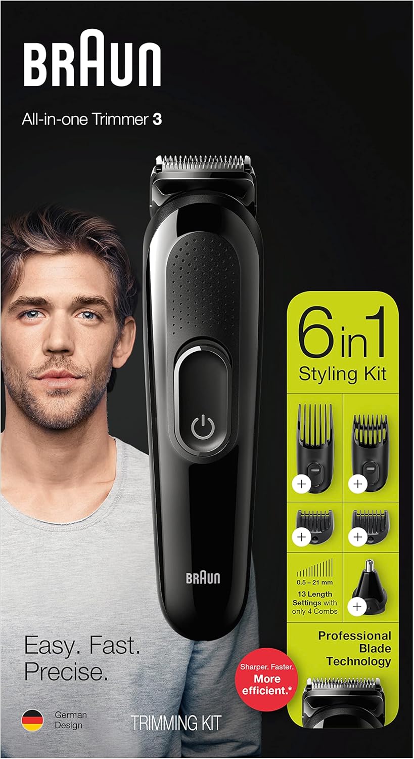 Braun Hair Clippers For Men Mgk3220, 6-In-1 Beard Trimmer, Ear And Nose Trimmer, Mens Grooming Kit, Cordless & Rechargeable