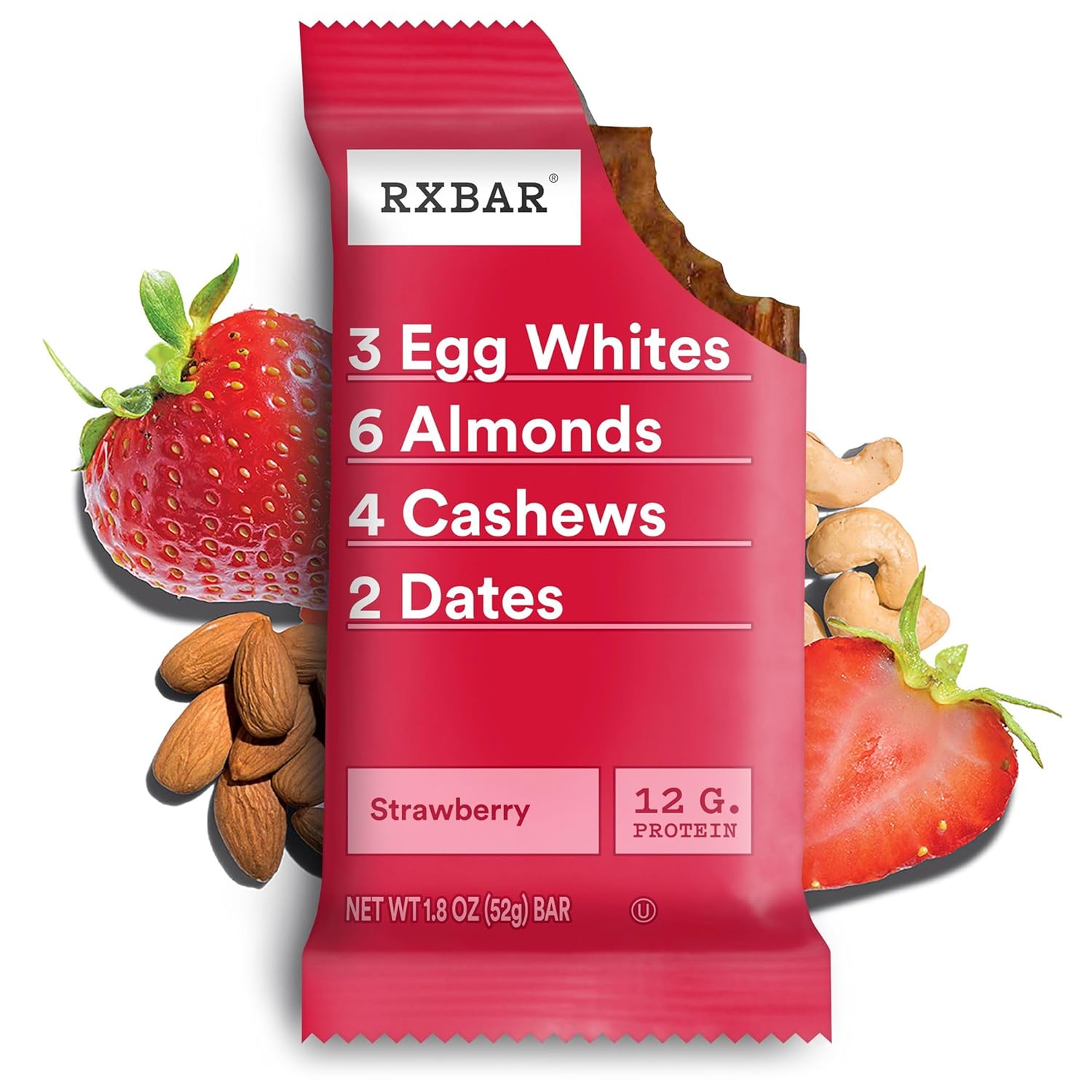 RXBAR Protein Bars, 12g Protein, Gluten Free Snacks, Strawberry, 22oz Box (12 Bars) : Health & Household