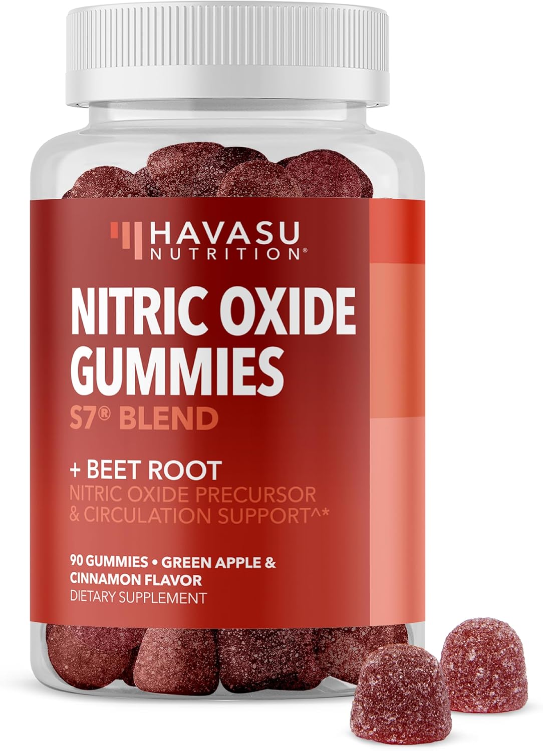 Nitric Oxide Gummies For Men And Women | Nitric Oxide Supplements For Men And Women With L-Arginine And Beet Root | Green Apple And Cinnamon Flavor | 90 Vegan, Gluten-Free And Non-Gmo Gummies