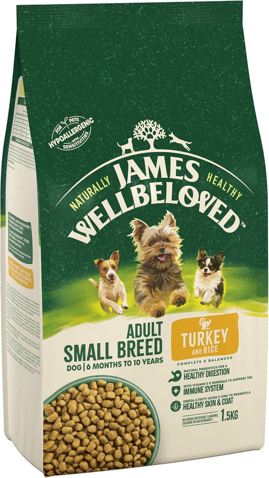 James Wellbeloved Adult Small Breed Turkey and Rice 1.5 kg Bag, Hypoallergenic Dry Dog Food?02JWSBT1