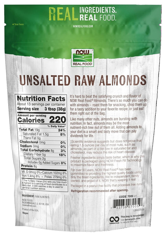 Now Foods, Almonds, Raw And Unsalted, Source Of Protein, Grown In The Usa, 16-Ounce (Packaging May Vary) (Pack Of 2)