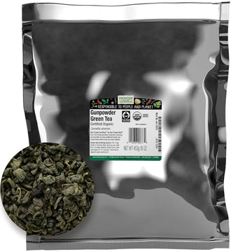 Frontier Co-Op Organic Gunpowder Green Tea Leaves, 1-Pound Bulk, Smokey Green Tea, Maintains Freshness, Kosher, Fair Trade
