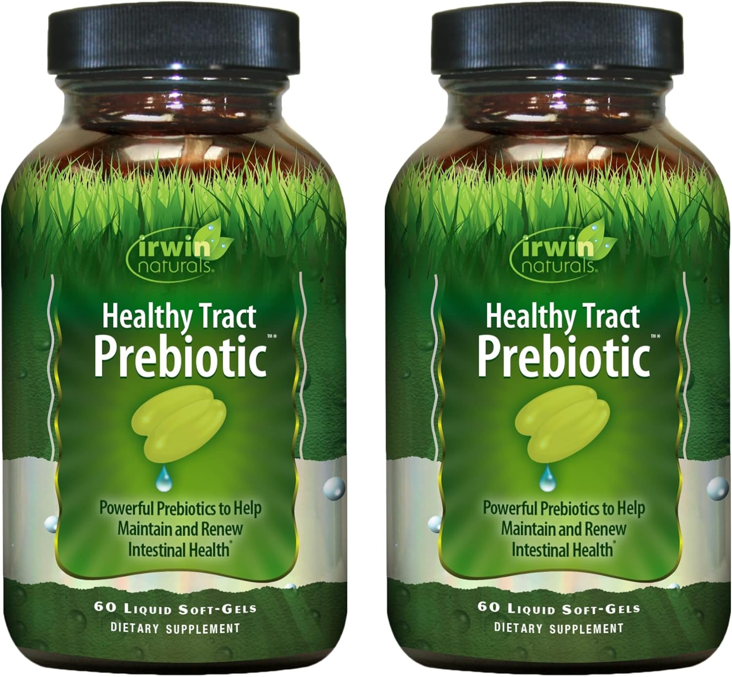 Irwin Naturals Healthy Tract Prebiotic - 60 Liquid Soft-Gels, Pack Of 2 - Helps Maintain & Renew Intestinal Health - 30 Total Servings