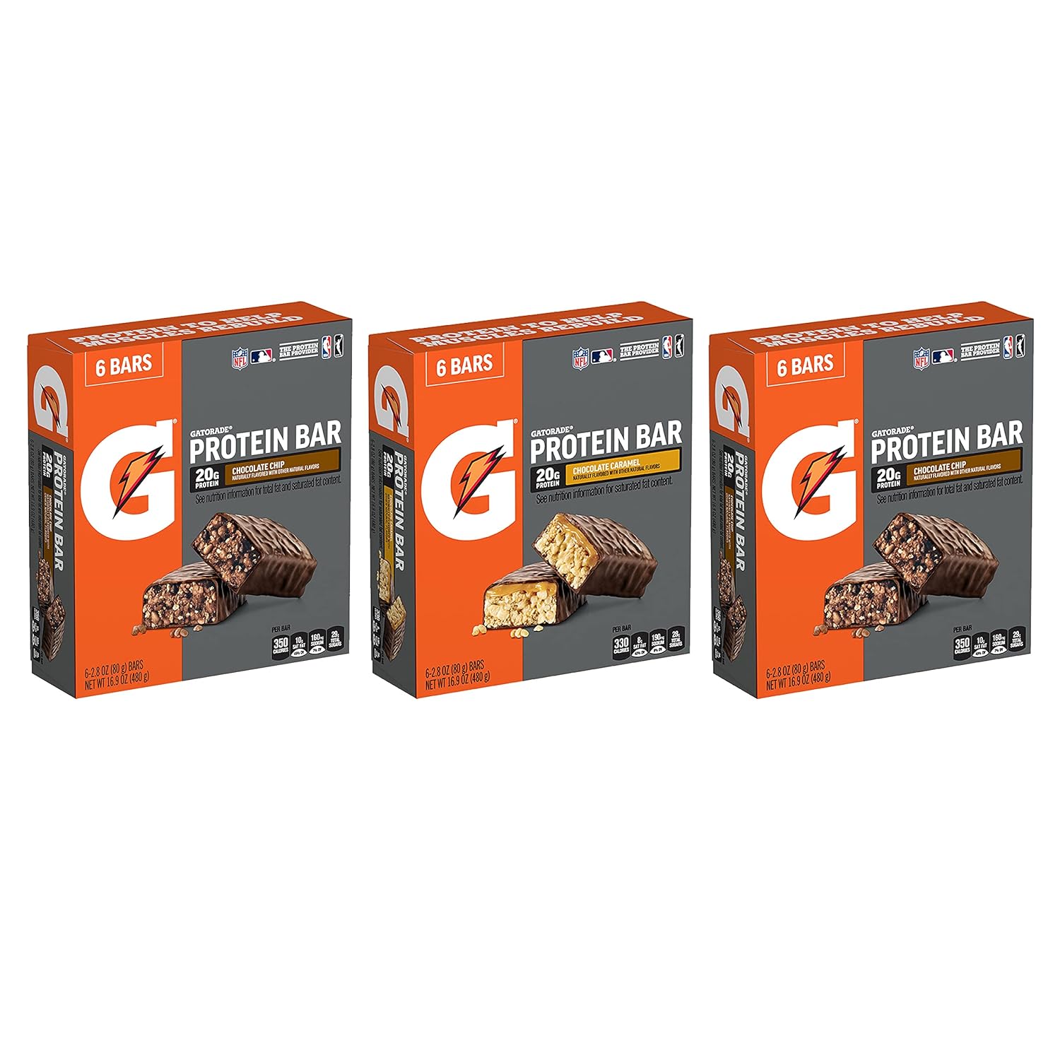 Gatorade Whey Protein Bars, Variety Pack, 2.8 Oz Bars , 18 Count (Pack Of 1)