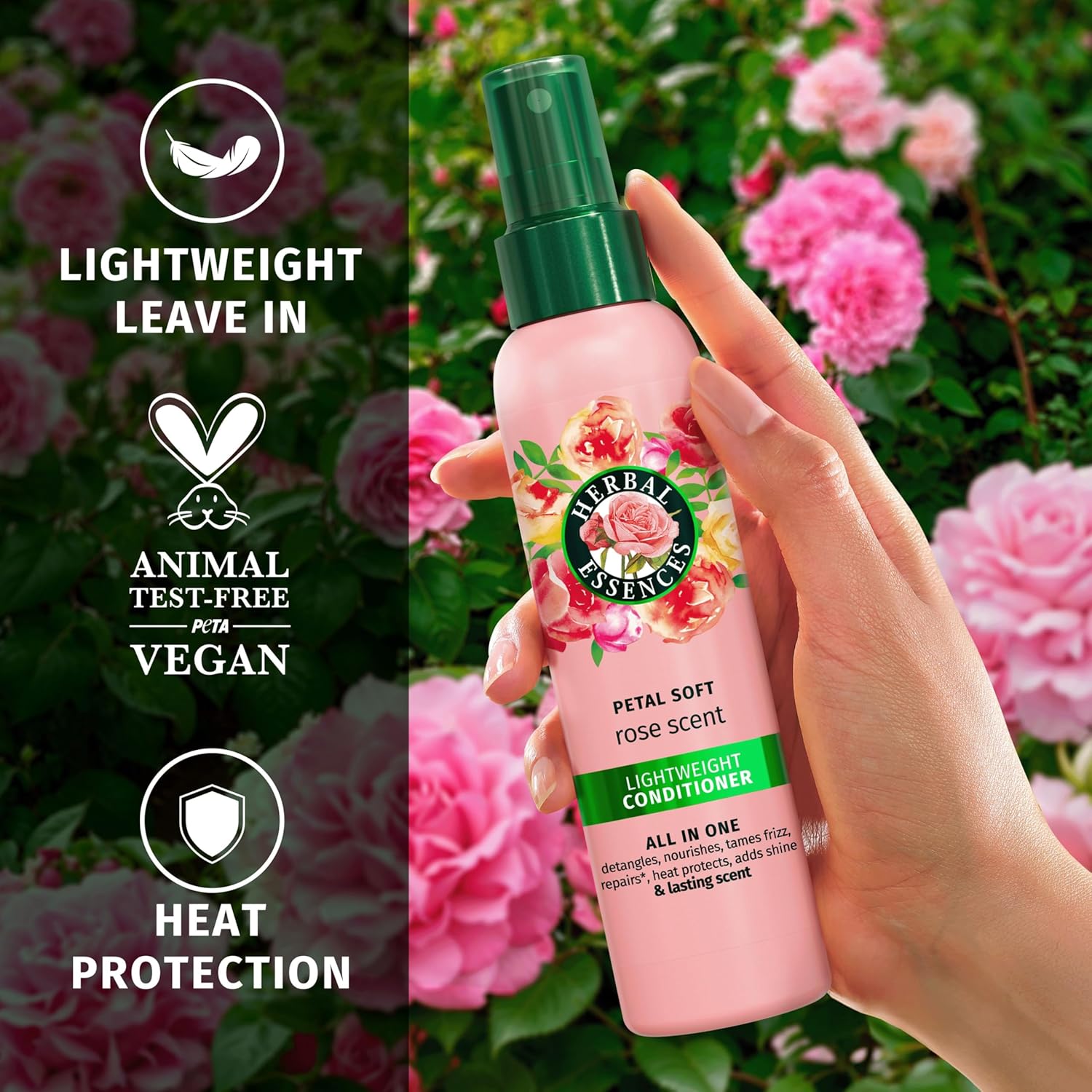 Herbal Essences Rose Scent Petal Soft Lighweight Conditioner All In One 145Ml Detangles, Nourishes, Tames Frizz, Repairs, Heat Protects, Adds Shine & Lasting Scent