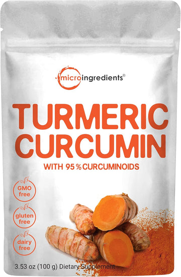 Turmeric Extract 95% Curcuminoids (Natural Turmeric Extract And Turmeric Supplements), 100 Grams, Rich In Antioxidants For Joint & Immune Support, No Gmos, Vegan Friendly, India Origin