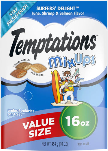 Temptations Mixups Crunchy And Soft Cat Treats, Surfers' Delight, Multiple Sizes