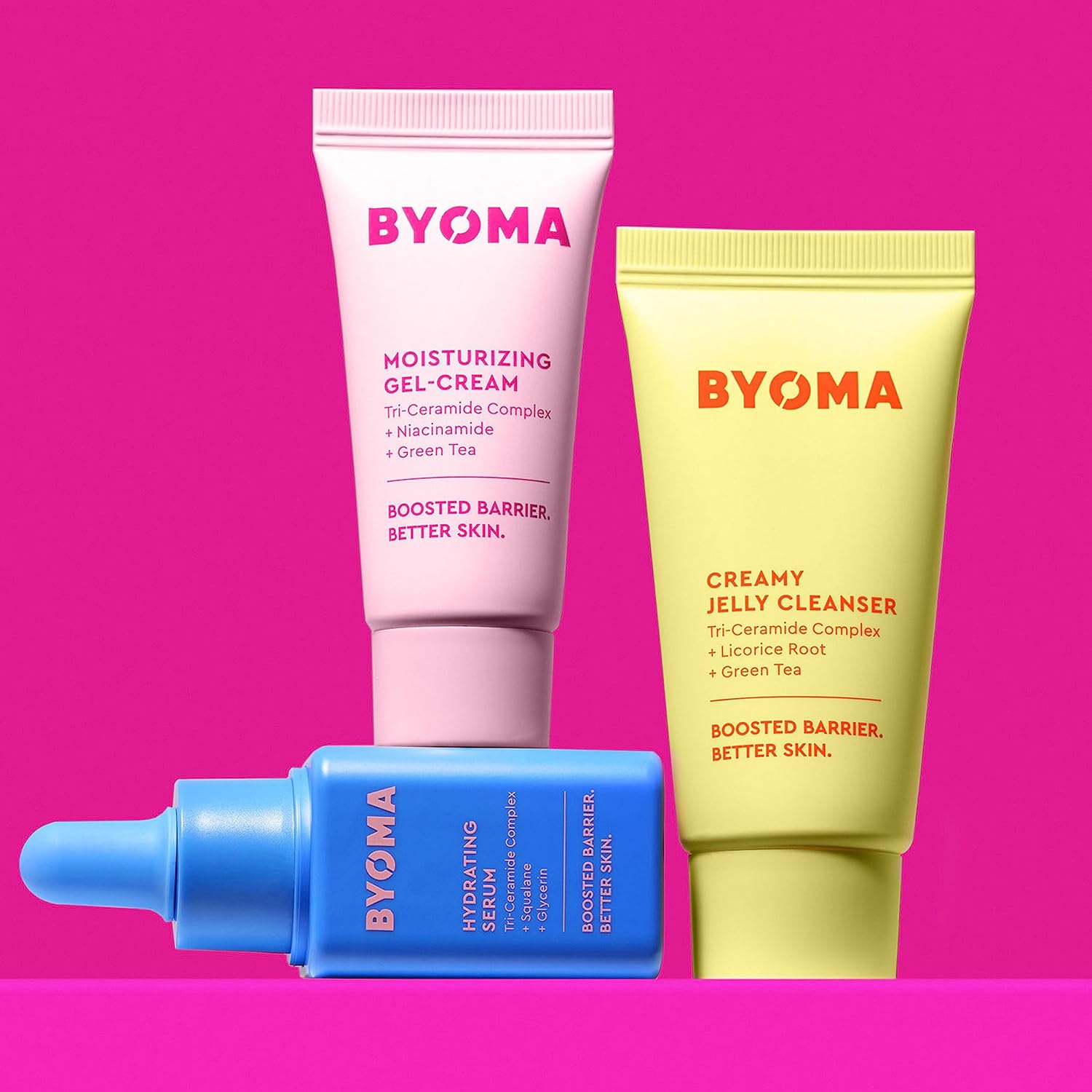 BYOMA So Hydrating Set - Barrier Repair Skincare Set - Creamy Jelly Cleanser, Hydrating Face Serum & Ceramide Face Moisturizer for Dry Skin - Anti Wrinkle, Alcohol Free Skin Care - 30ml, 15ml, 15ml : Beauty & Personal Care