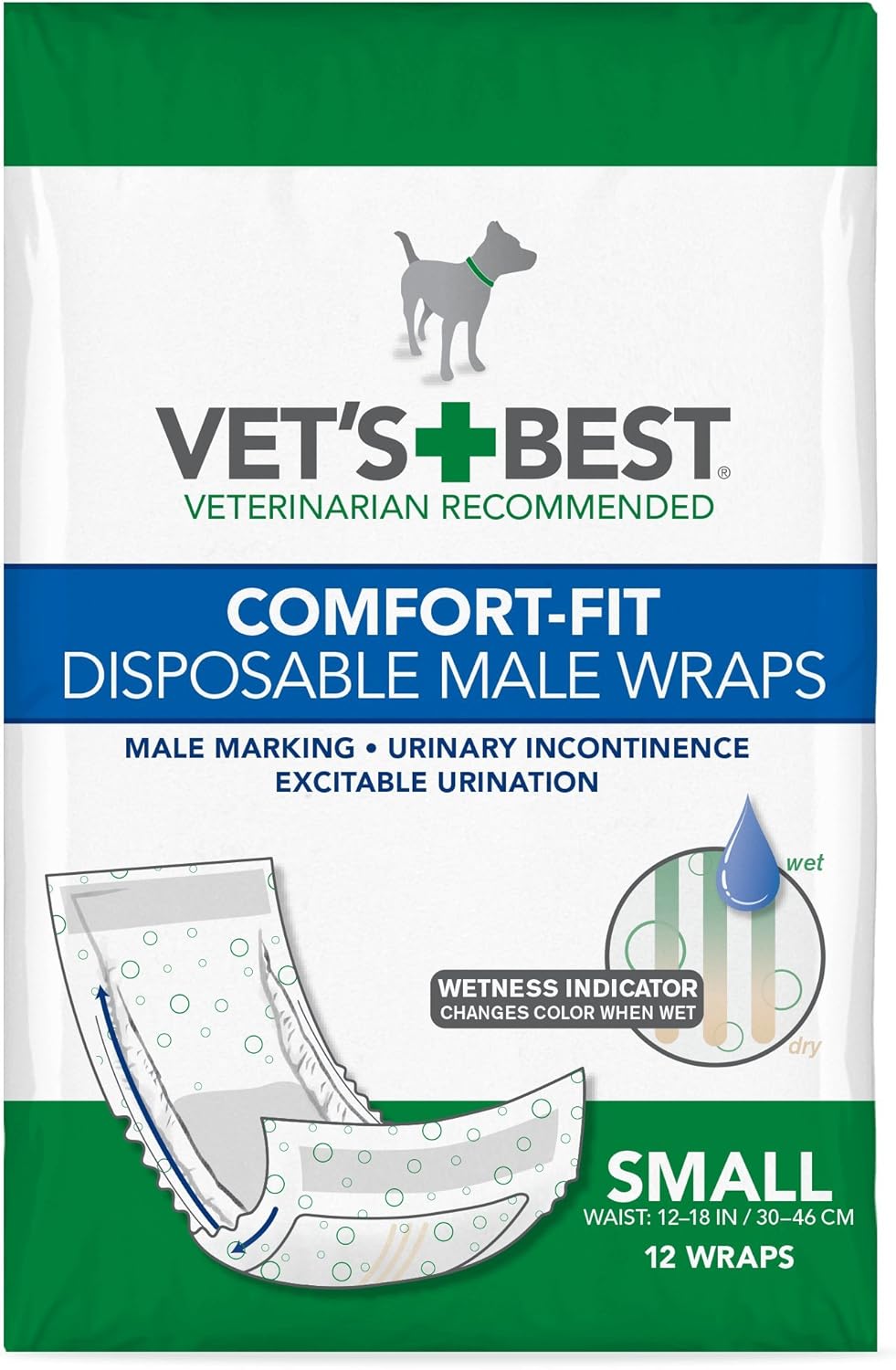 Vet's Best Comfort Fit Dog Diapers | Disposable Female Dog Diapers | Absorbent with Leak Proof Fit |Small 12 Count?3165810449