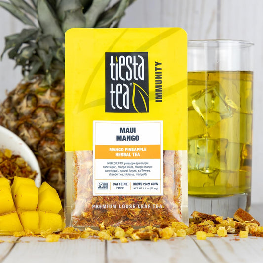 Tiesta Tea - Maui Mango | Mango Pineapple Herbal Tea | Premium Loose Leaf Tea Blend | Non-Caffeinated Fruit Tea | Make Hot Or Iced Tea & Brews Up To 25 Cups - 13.2 Ounce Resealable Pouch, Pack Of 6