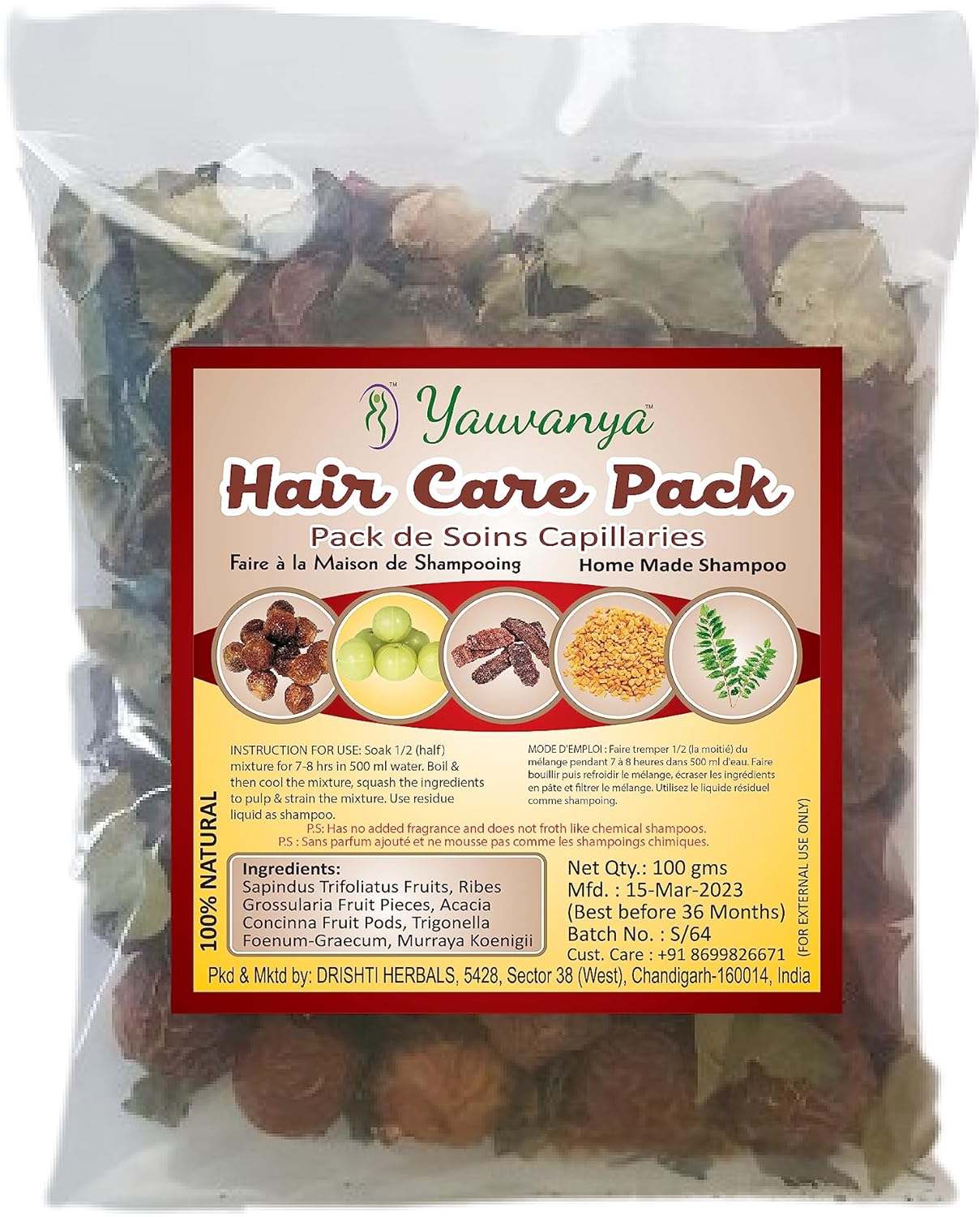 Yauvanya Make At Home Shampoo Diy Hair Care Kit (Anti Hairfall, Sulphate & Paraben Free, 100% Natural, Chemical Free) - 3X100 Gms