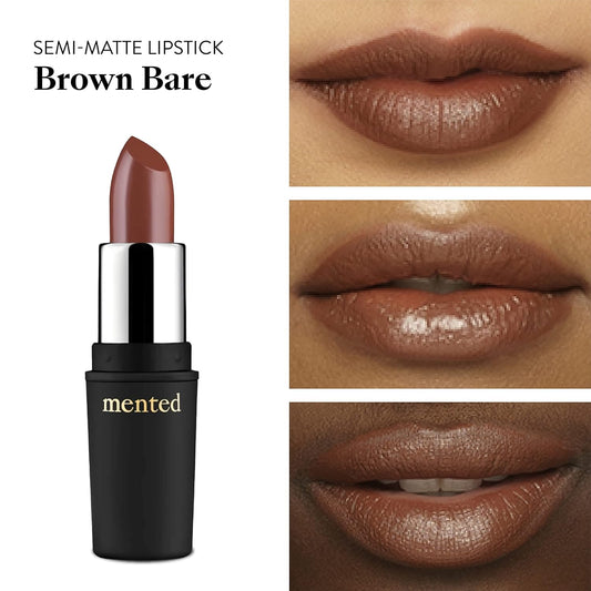 Mented Cosmetics Nude Lipstick For Women, Semi-Matte Long-Lasting Lip Stick, Moisturizing Vegan, Paraben & Cruelty-Free, Enhances All Complexions, Perfect For Everyday Makeup, Brown Bare
