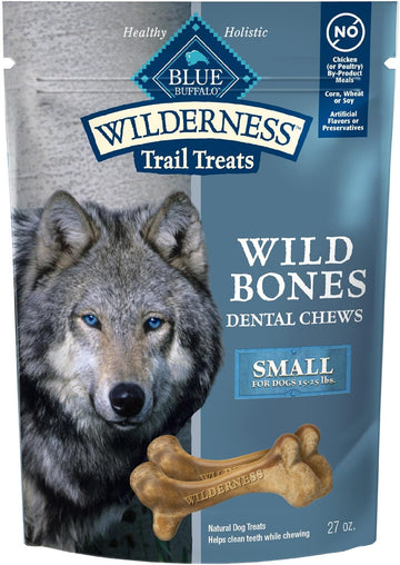 Blue Buffalo Wilderness Wild Bones Grain-Free Dental Chews Dog Treats, Small, 27-Oz Bag
