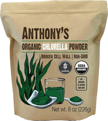 Anthony'S Organic Chlorella Powder, 8 Oz, Non Gmo, Gluten Free, Broken Cell Wall