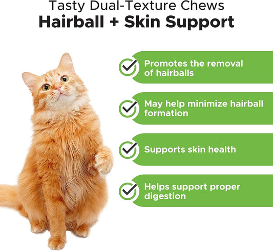 Pethonesty Cat Hairball Support + Cat Hip & Joint Support Dual Texture Chew Supplement Bundle - Cat Hairball Solution, Supports Skin & Coat And Digestion, Glucosamine Joint Support Supplement, Hip Sup