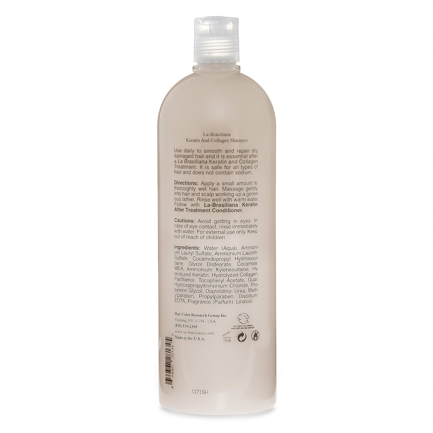 La-Brasiliana Uno Keratin And Collagen Shampoo, 16.9 Fl.Oz. : Hair Shampoos : Beauty & Personal Care