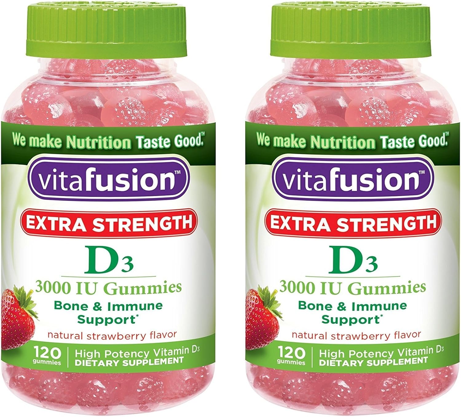 Vitafusion Extra Strength DpXYQH Vitamin D3 Gummies, 120 Count (Pack of 2)