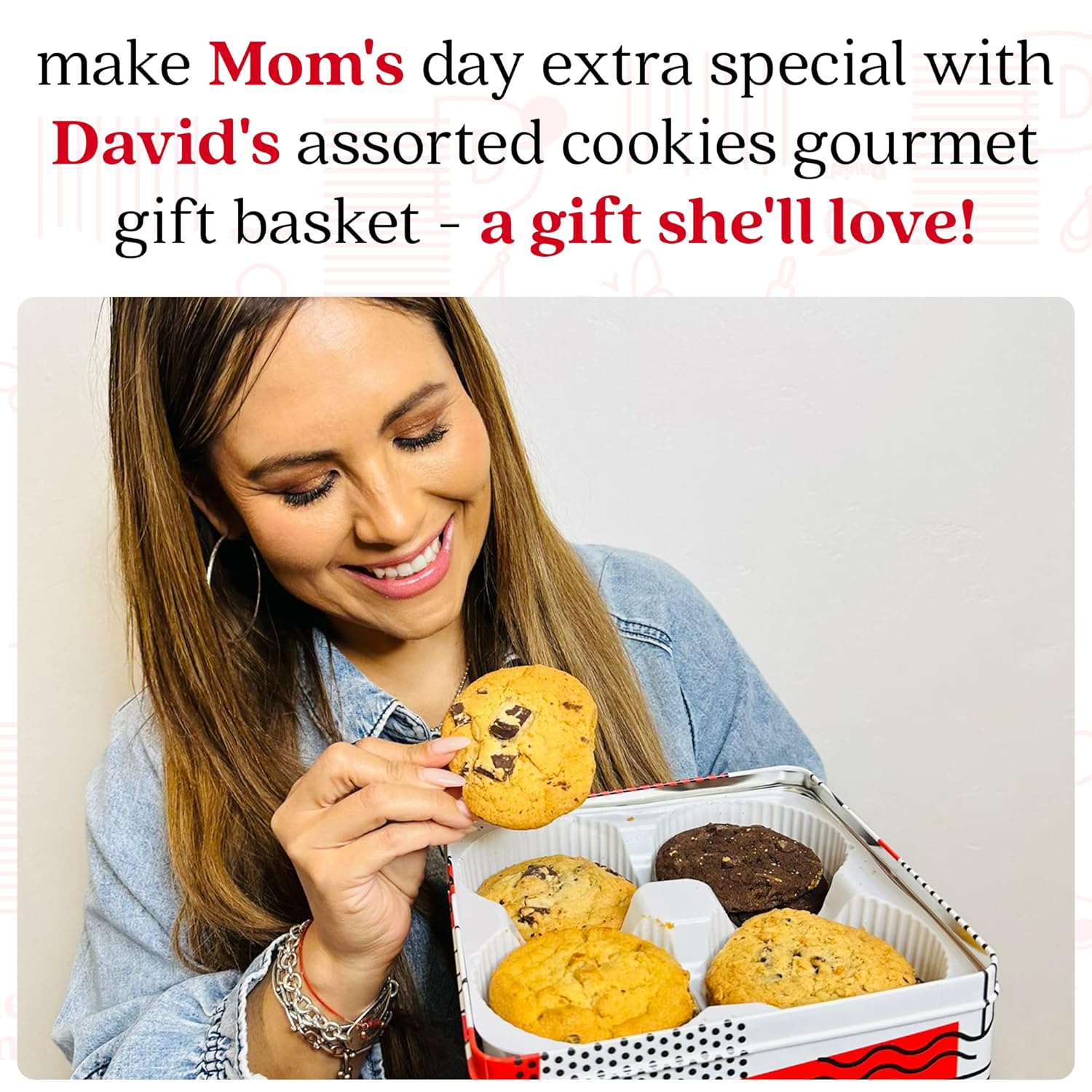 David'S Cookies Celebrate Moms Assorted Fresh Baked Cookies Tin 2Lbs - Delicious Handmade Soft Variety Of Flavorful Cookies - Premium Gourmet Gift For Mom, Friends, And Family