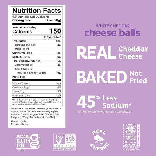 Pipsnacks Heirloom White Cheddar Cheese Balls, 4.5 Oz