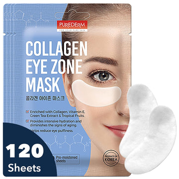 Purederm Deluxe Collagen Eye Mask Collagen Pads For Women 4 Pack Of 30 Sheets/Natural Eye Patches With Anti-Aging And Wrinkle Care Properties/Help Reduce Dark Circles And Puffiness