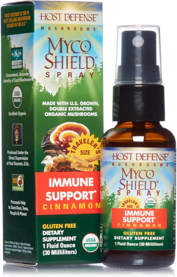 Host Defense, MycoShield Spray, Daily Immune Support, Mushroom Supplement, Cinnamon, 1