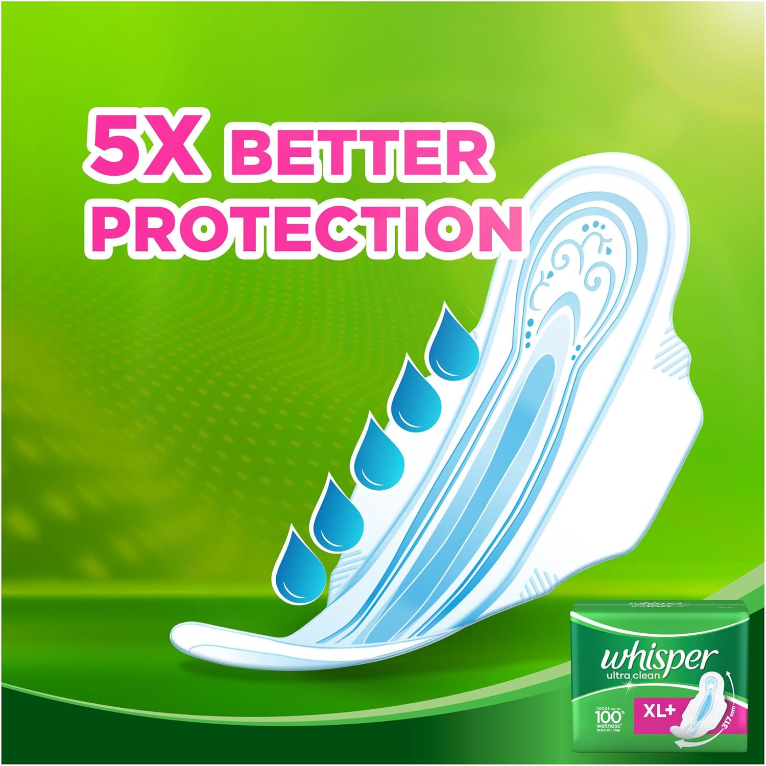 Whisper Ultra Clean XL Wings Sanitary Pad (Pack of 15) : Health & Household