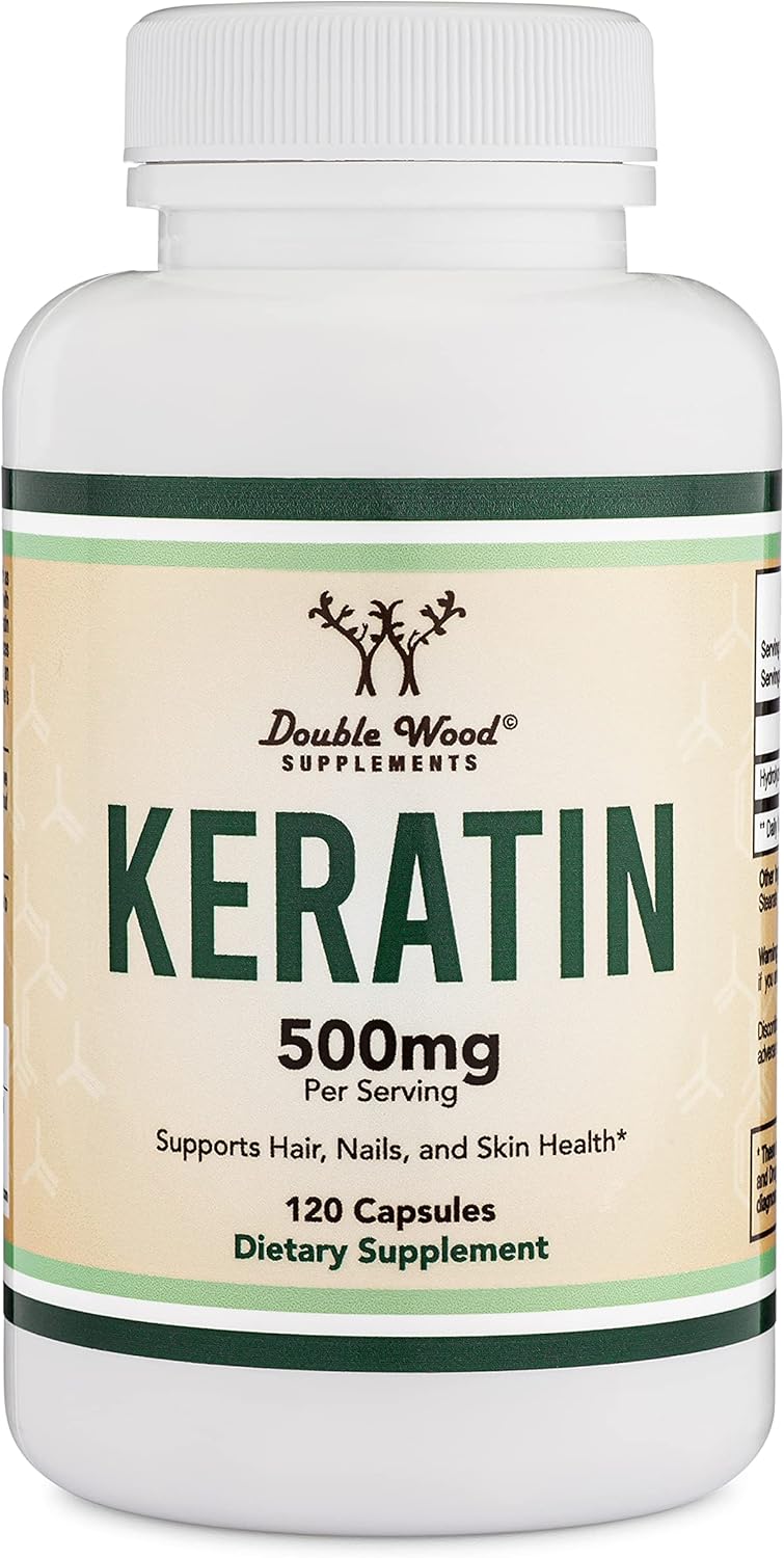 Keratin Hair Growth Vitamin (500mg per Serving, 120 Pills) Keratin Hair Treatment for Men and Women (Vital Protein for Hair, Skin, and Nails) Vitaminas Para El Cabello, Vegan Safe by Double Wood : Beauty & Personal Care