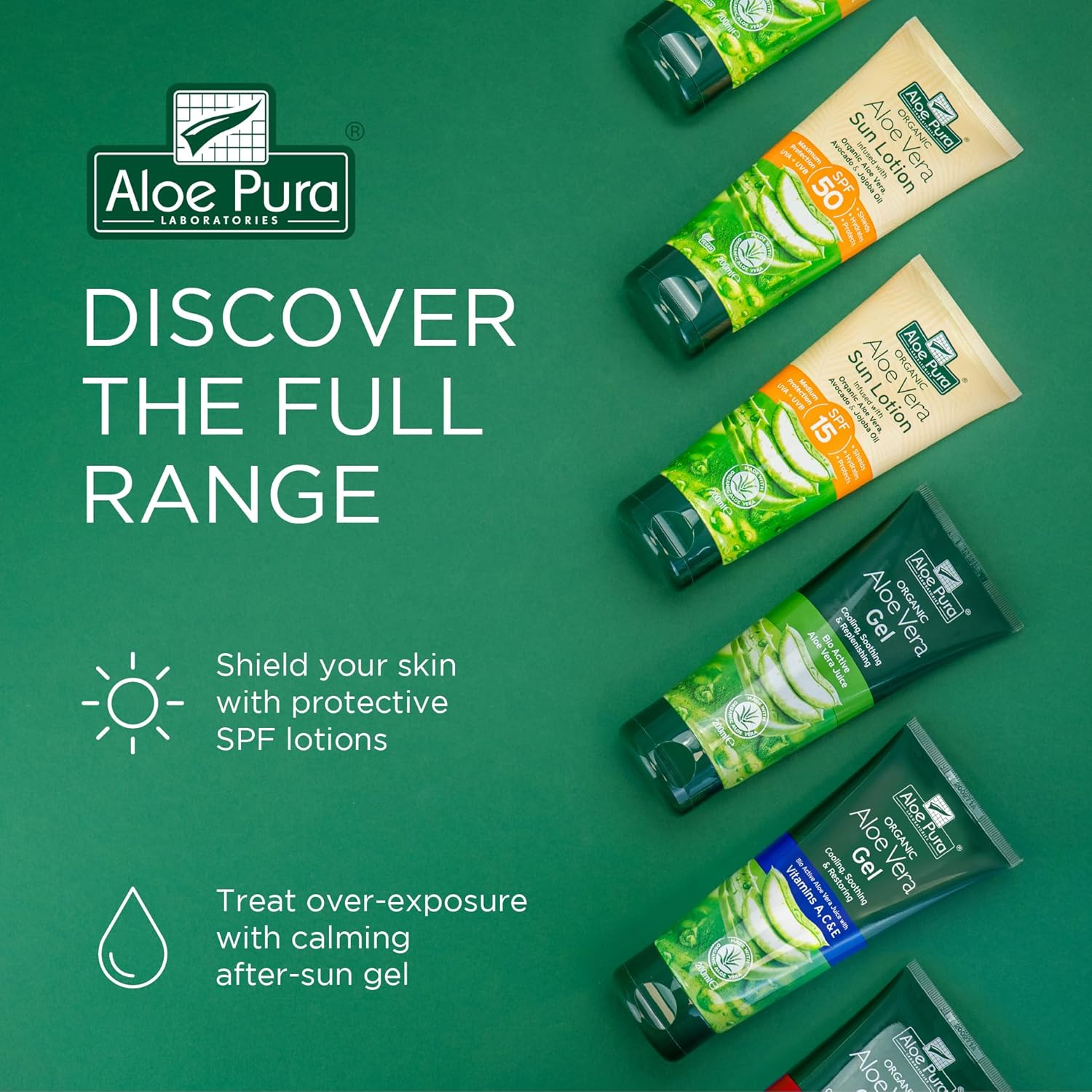 Aloe Pura Sun Cream Lotion SPF 15, Soothing Aloe Vera, Medium Protection UVA & UVB, Hyrdate and Protect, Natural, 200ml : Amazon.co.uk: Beauty