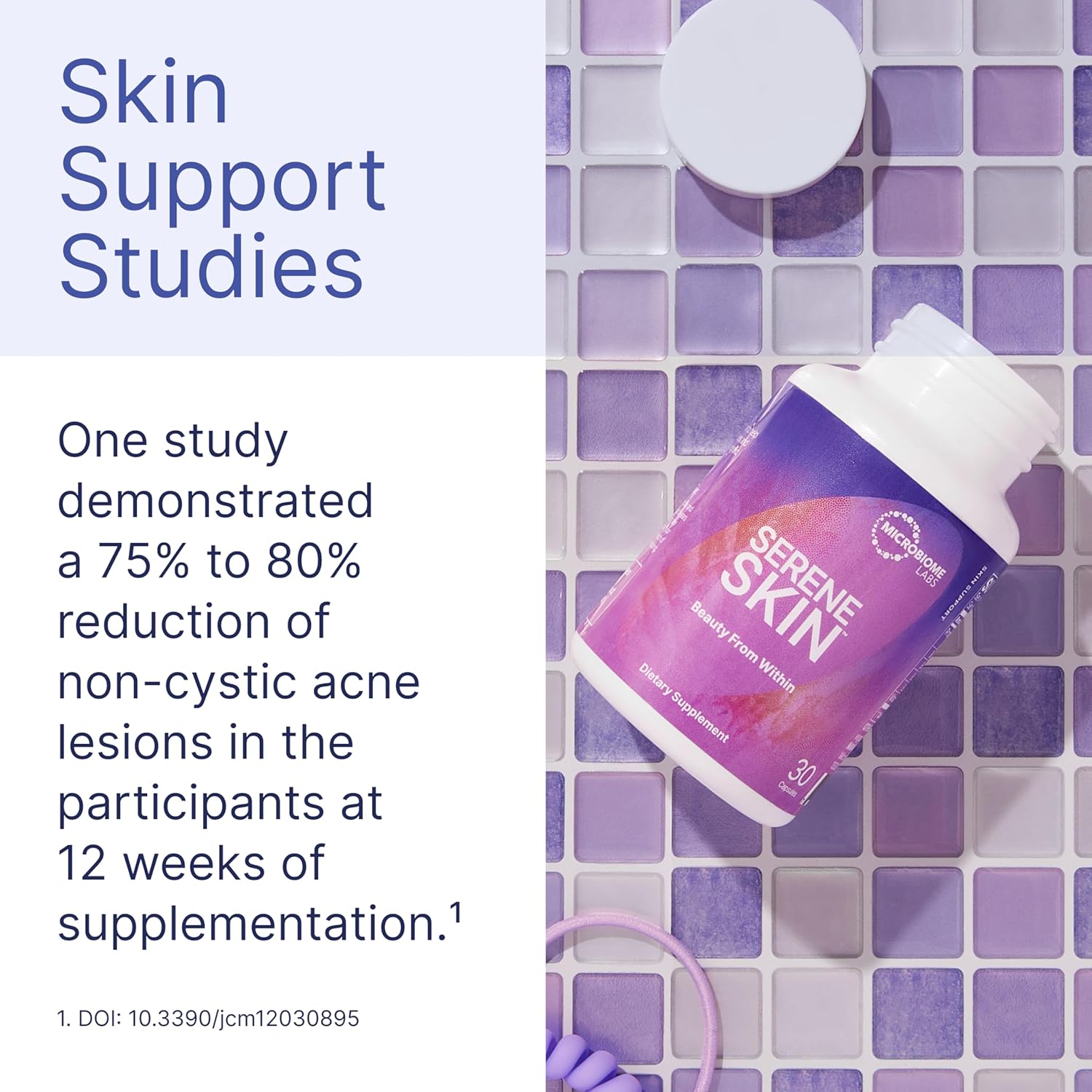 Microbiome Labs Sereneskin - Spore Based Probiotic Complex With Vitamin K2 Mk7 For Skin Clarity & Gut Health Support - Daily Probiotic Skincare - Soothe The Gut-Skin Axis (30 Capsules) : Health & Household