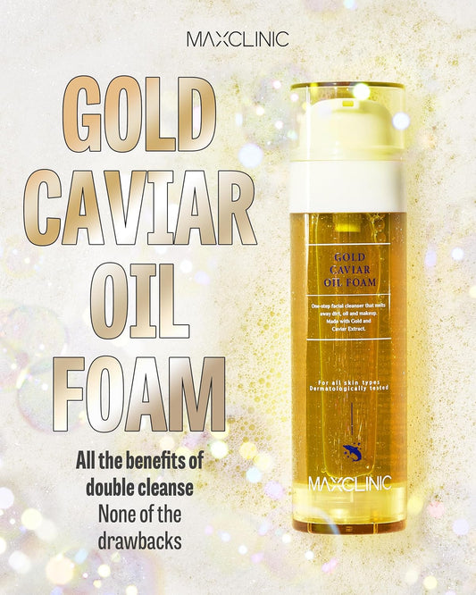 K-Beauty Gold Caviar Cleansing Oil To Foam | Daily Face Wash Oil Based Cleanser To Foam | Korean Oil Foaming Face Cleanser | Hydrating Facial Cleanser For Dry Sensitive Skin (3.88 Oz)