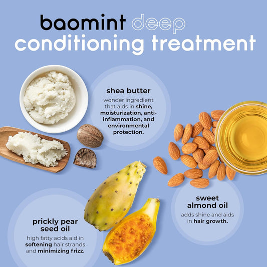 adwoa beauty Baomint™ Deep Treatment with Biotin, Baobab, Rosemary, Mint and Pumpkin Seed Oils To Aid Growth ?And Support Length Retention For Kinky, Coily and Curly Hair - 3.3 oz