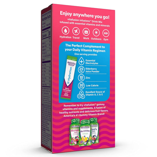 Vitafusion Infusions Hydration Drink Mix, Singles To Go, Berry Lemonade, 1 Box, 6 Packets Per Box (6 Total Sticks)