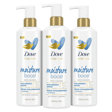 Dove Body Love Body Cleanser Moisture Boost 3 Count For Dry Skin Body Wash With Hyaluronic Acid And Moringa Oil 17.5 Fl Oz